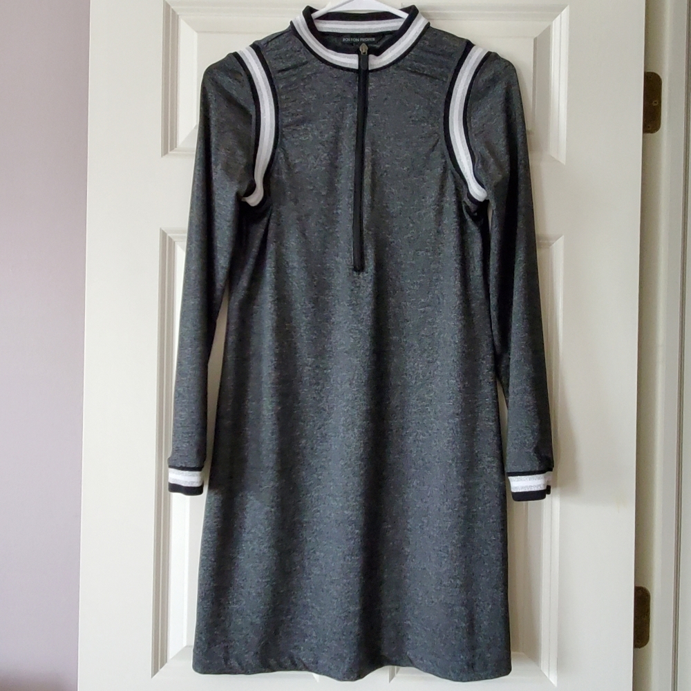 Boston Proper Zip-Up Track Stripe Sport Dress Size XS